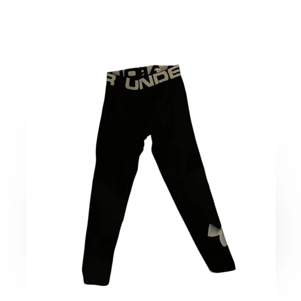 Under Armour Kids Black Leggings with White Logo